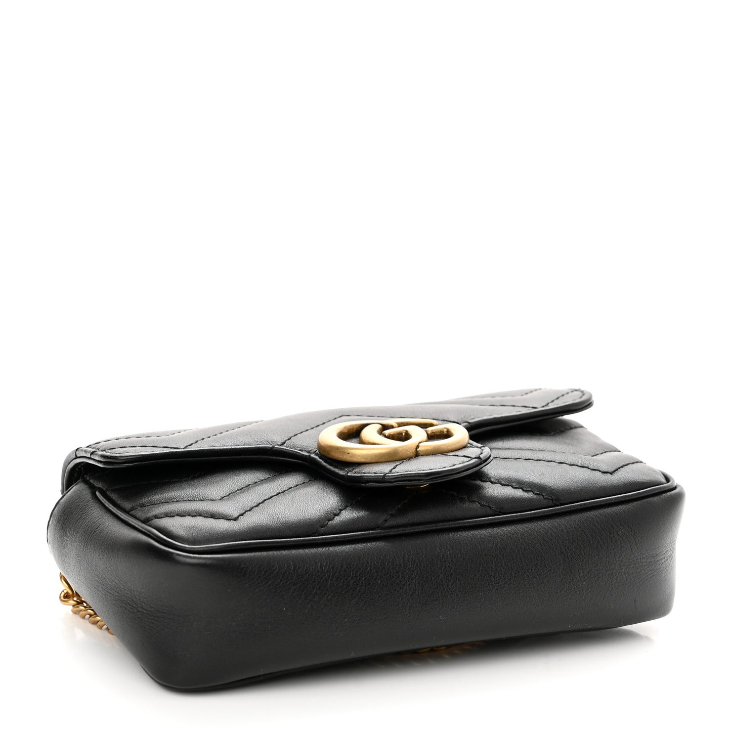 Calfskin Matelasse Super Mini GG Marmont Shoulder Bag Black