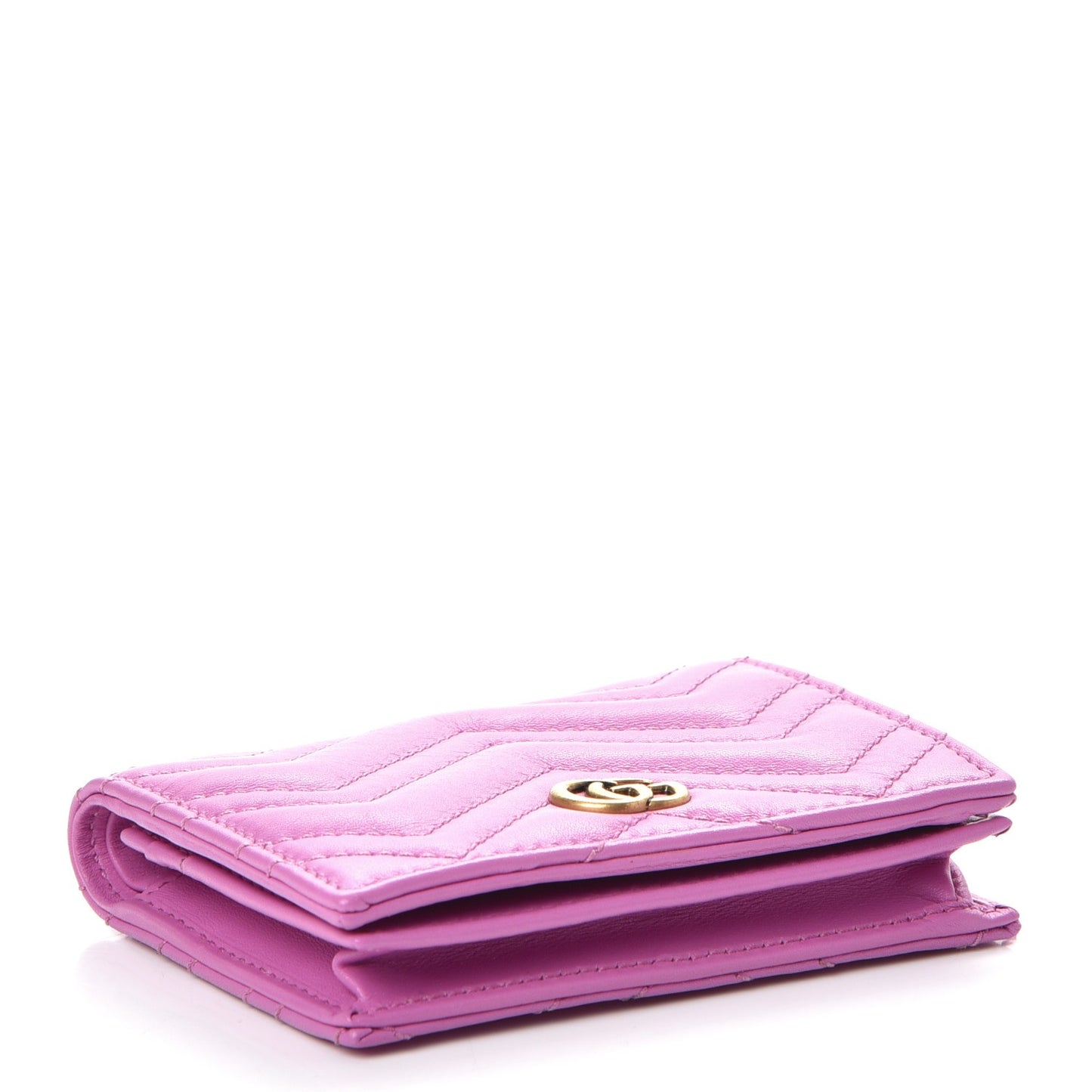 Calfskin Matelasse GG Marmont Card Case Candy Mousse