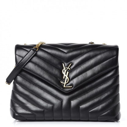 Saint Laurent Calfskin Y Quilted Monogram Medium Loulou Chain Satchel Black 1 of 8
