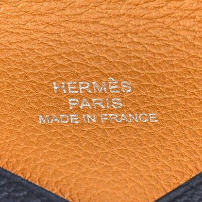 Hermes Evercolor Verso Calvi Card Case Bleu Nuit Caramel 6 of 6