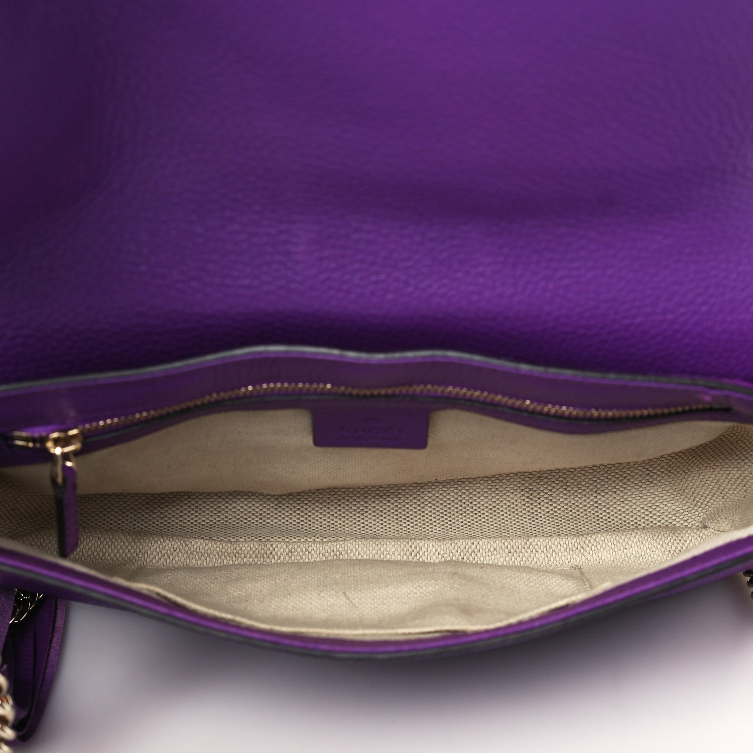 Gucci Pebbled Calfskin Medium Soho Flap Crossbody Shine Purple 5 of 10