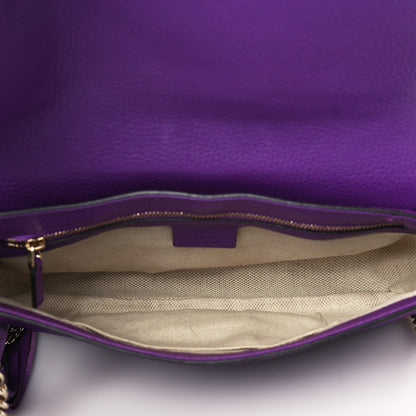 Gucci Pebbled Calfskin Medium Soho Flap Crossbody Shine Purple 5 of 10