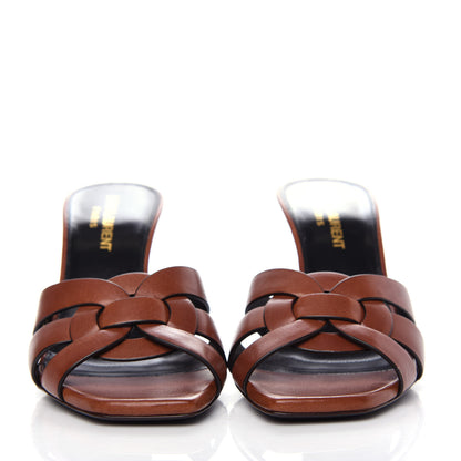Saint Laurent Calfskin Tribute 85 Slide Sandals 35.5 Amber 2 of 11