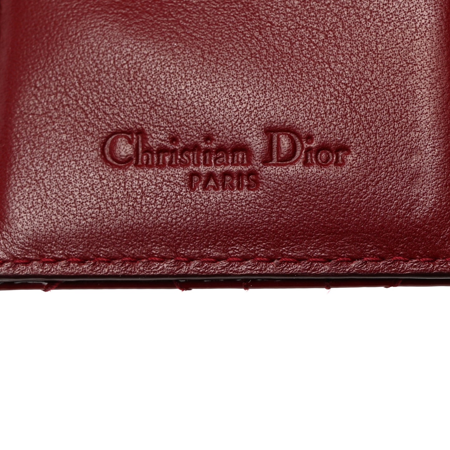 Patent Cannage Mini Lady Dior Wallet Cherry Red