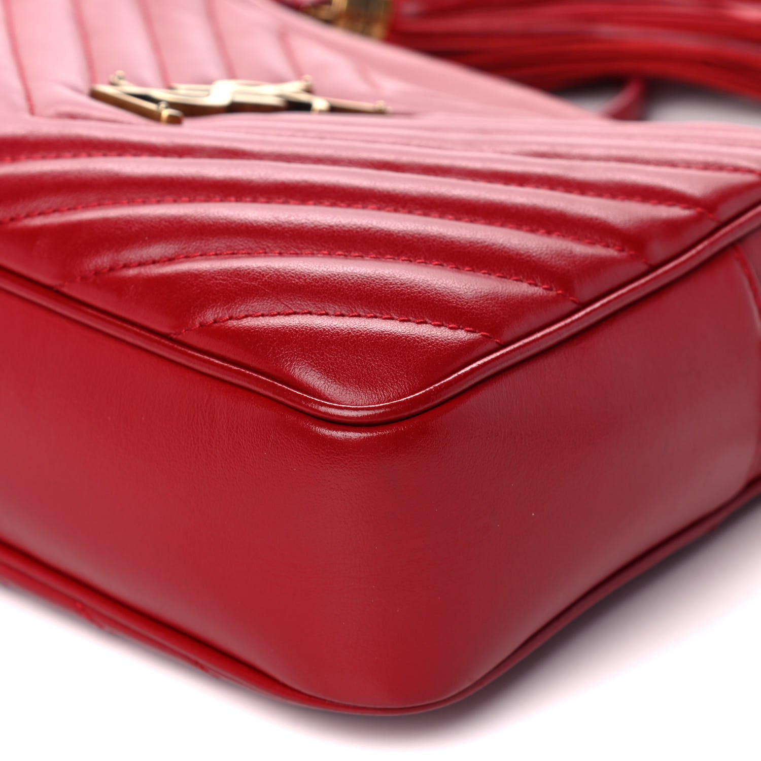 Saint Laurent Calfskin Matelasse Monogram Lou Camera Bag Red 13 of 15