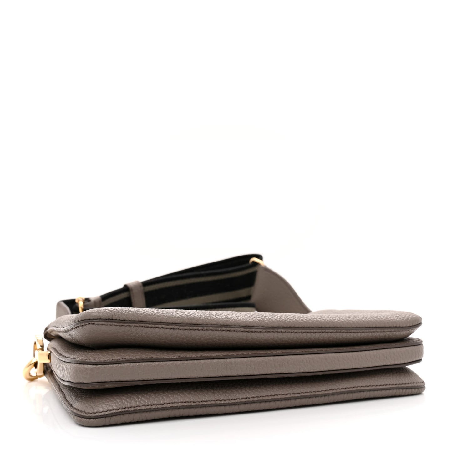 Vitello Daino Soft Mini Zippered Shoulder Bag Clay Grey