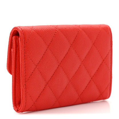 Chanel Caviar Quilted Flap Card Holder Wallet Red 3 of 9