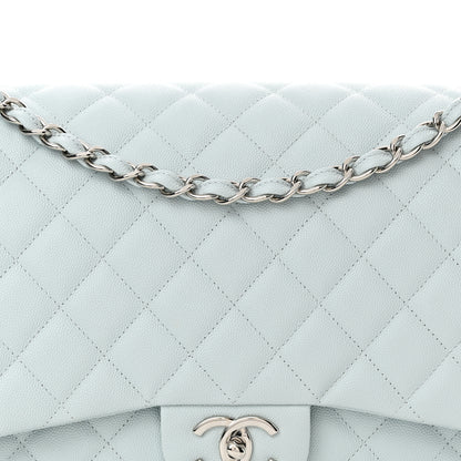 Chanel Caviar Quilted Maxi Double Flap Light Blue 8 of 11