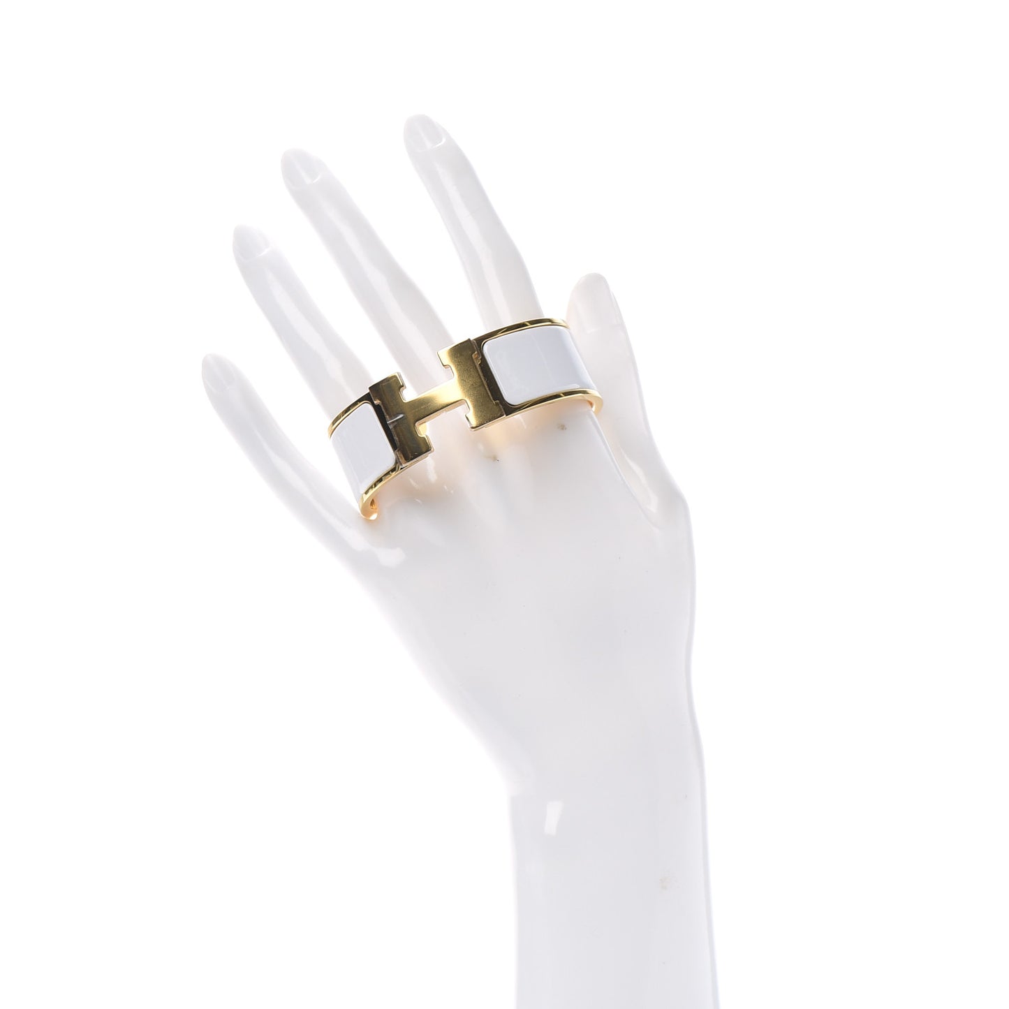 Enamel Wide Clic Clac H Bracelet GM White