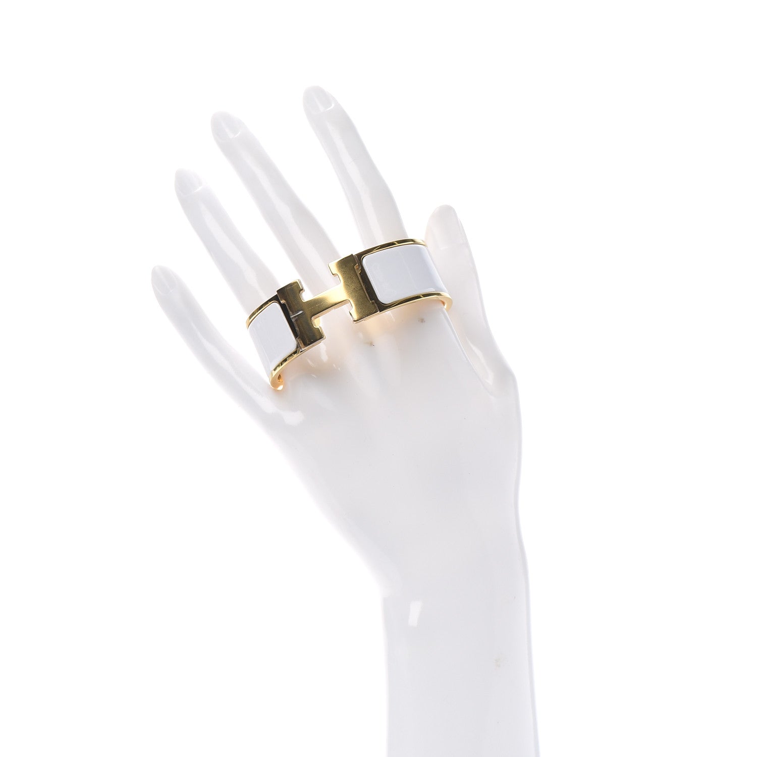 Hermes Enamel Wide Clic Clac H Bracelet GM White 2 of 5