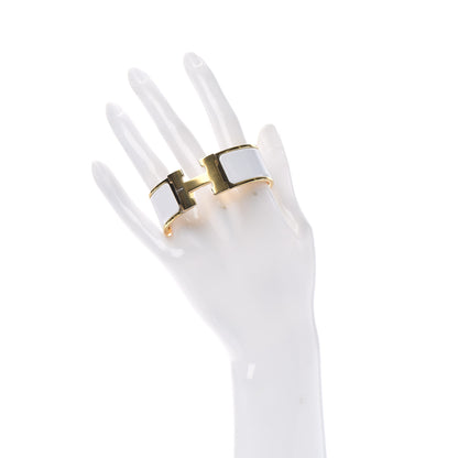 Hermes Enamel Wide Clic Clac H Bracelet GM White 2 of 5