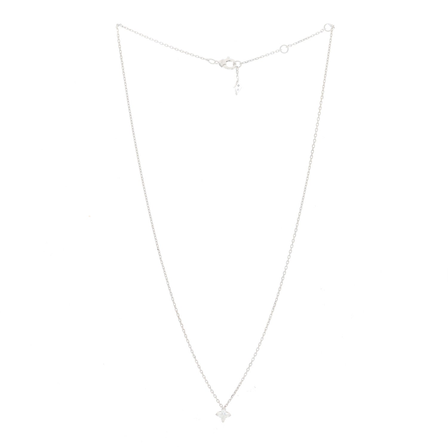 Louis Vuitton 18K White Gold Diamond .30ct LV Monogram Star Cut Pendant Necklace 2 of 5