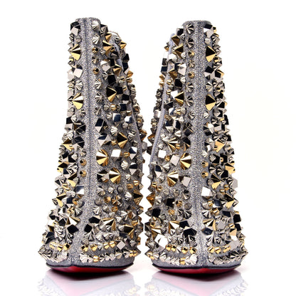 Christian Louboutin Calfskin Specchio Glitter So Full Kate 100 Ankle Boots 39.5 Silver Multicolor 2 of 10