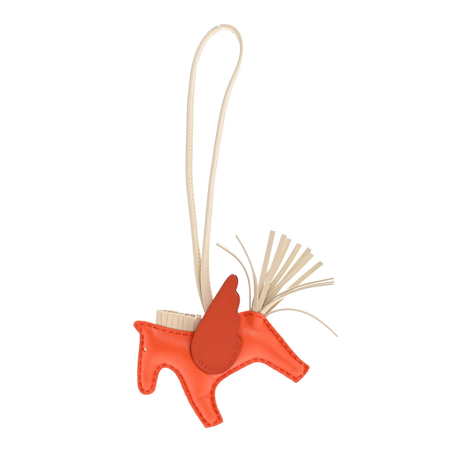 Hermes Milo Lambskin Grigri Rodeo Pegase Horse Bag Charm PM Orange Poppy Craie Terre Battue 1 of 6