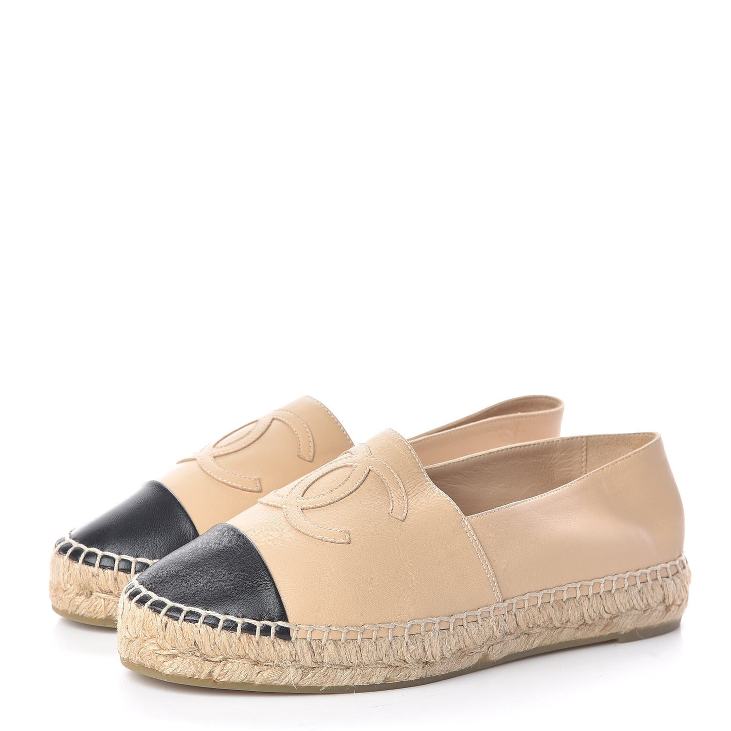 Lambskin CC Espadrilles 37 Beige Black