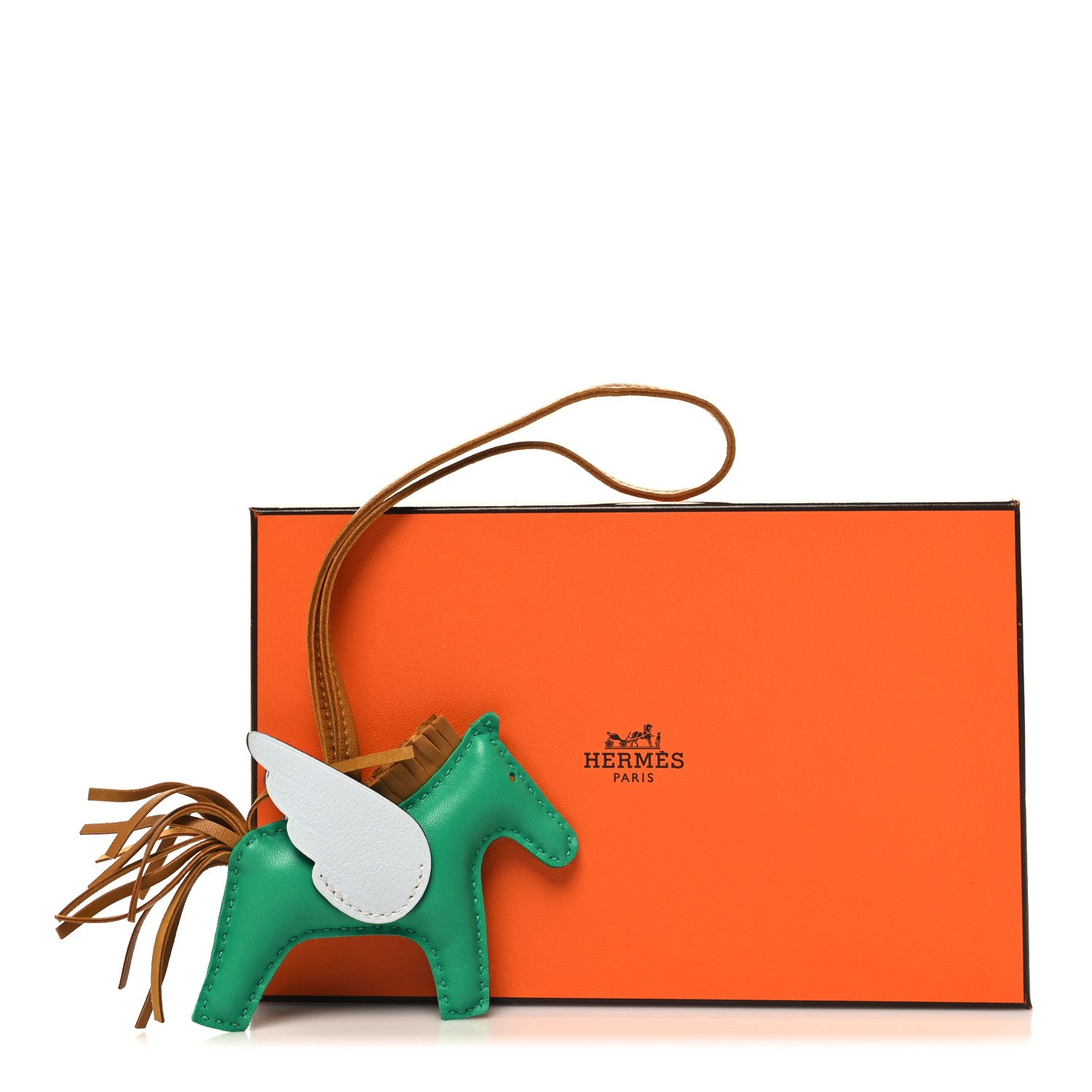 Hermes Milo Lambskin Grigri Rodeo Pegase Horse Bag Charm PM Menthe Sesame Bleu Brume 5 of 5