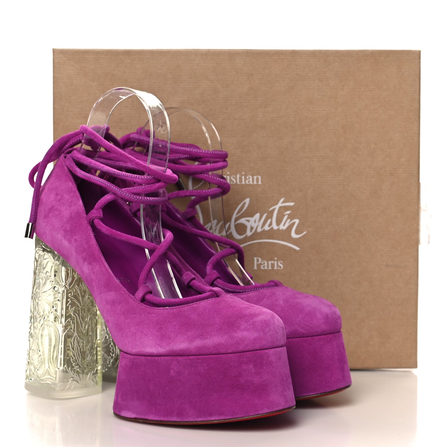Veau Velours Loubi Mystery Yazefir 130mm Platform Pumps 39 Bougainvillier