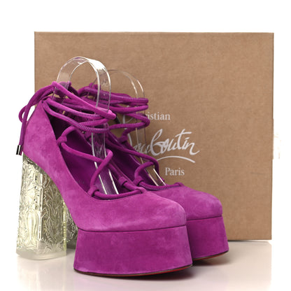 Christian Louboutin Veau Velours Loubi Mystery Yazefir 130mm Platform Pumps 39 Bougainvillier 9 of 9