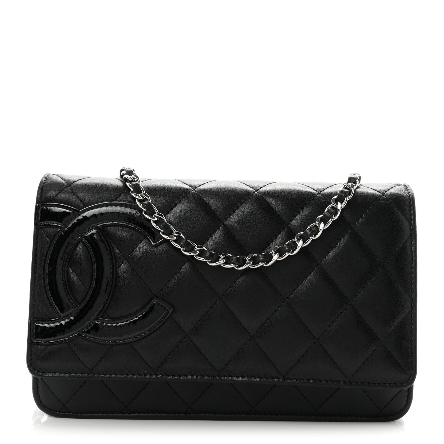 Calfskin Quilted Cambon Wallet on Chain WOC Black