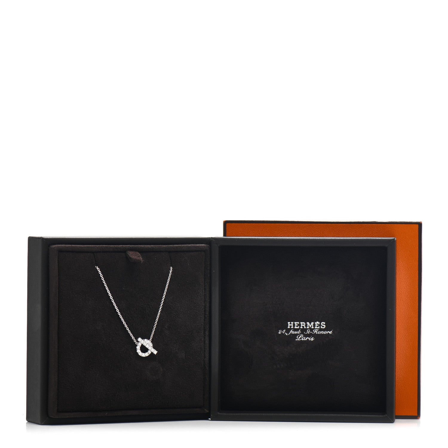 Hermes 18K White Gold Diamond Finesse Pendant Necklace 6 of 6