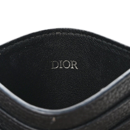 Christian Dior CHRISTIAN DIOR Grained Calfskin Oblique Card Holder Black 6 of 7