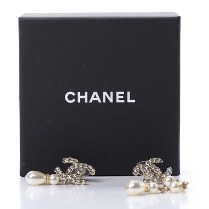 Chanel Crystal Pearl Pearls Coronation Uneven Earrings Gold 5 of 5