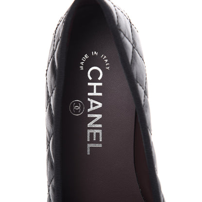 Chanel Aged Calfskin Quilted Cap Toe Ballerina Flats 37 Black 6 of 9