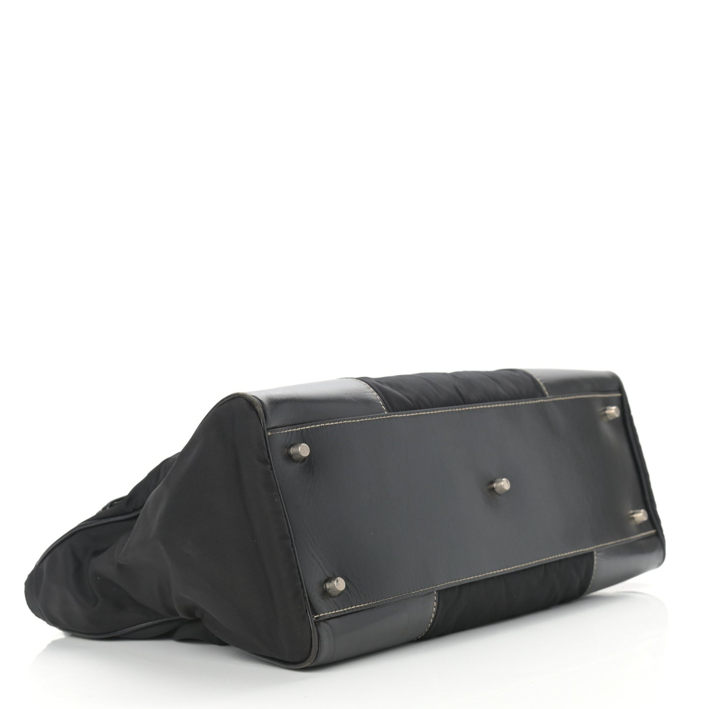Calfskin Nylon Buckle Shoulder Bag Black