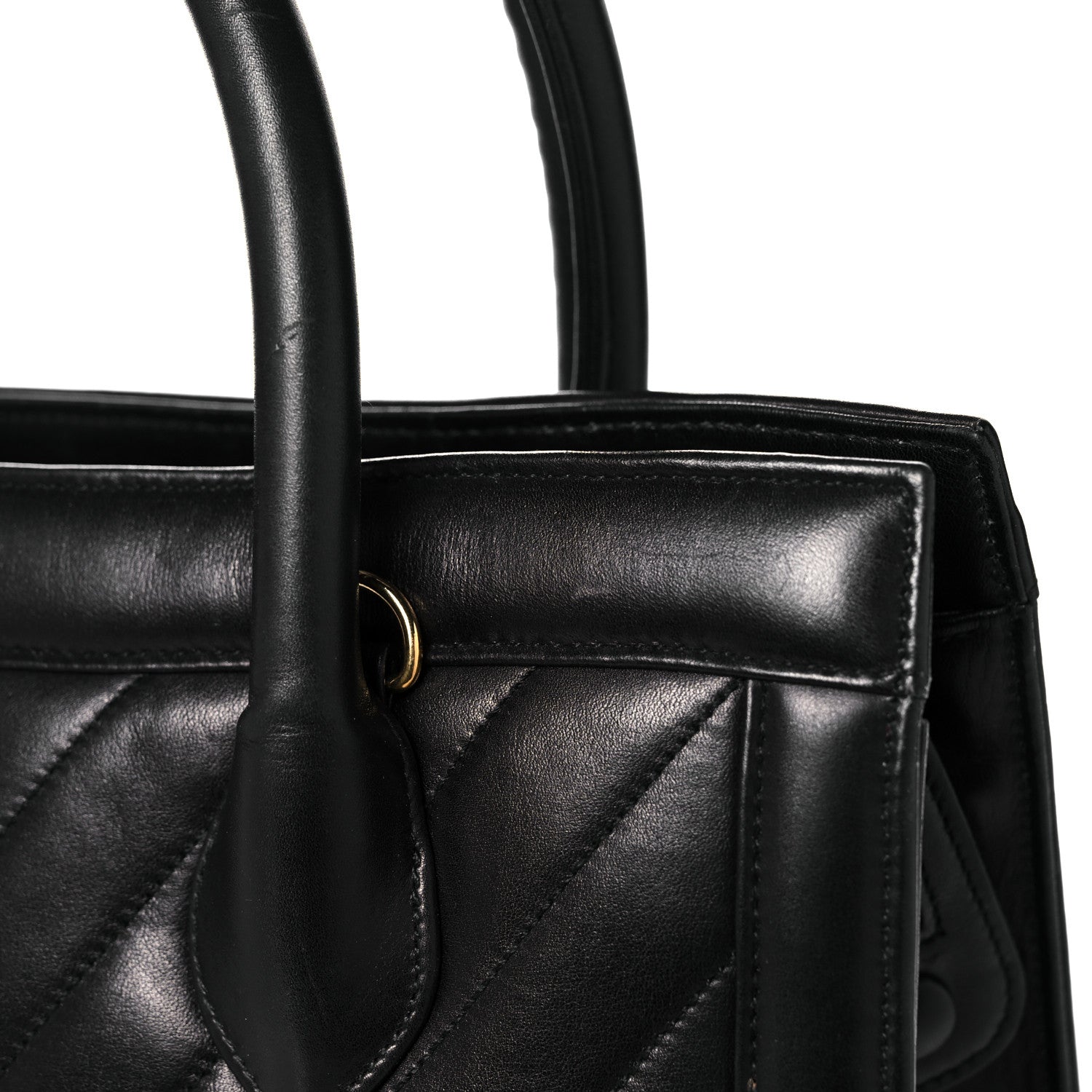 Chanel Lambskin Chevron Quilted Top Handle Bag Black 15 of 17
