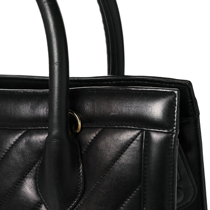 Chanel Lambskin Chevron Quilted Top Handle Bag Black 15 of 17