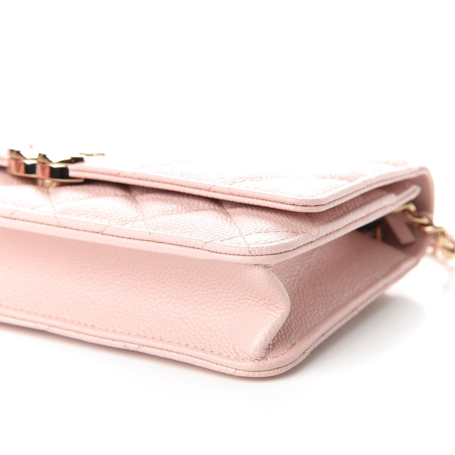 Chanel Caviar Quilted Enamel Wallet on Chain WOC Light Pink 6 of 10