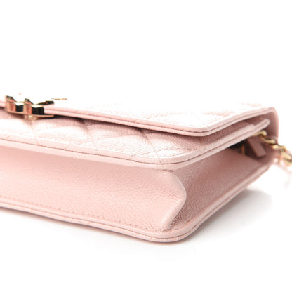 Chanel Caviar Quilted Enamel Wallet on Chain WOC Light Pink 6 of 10