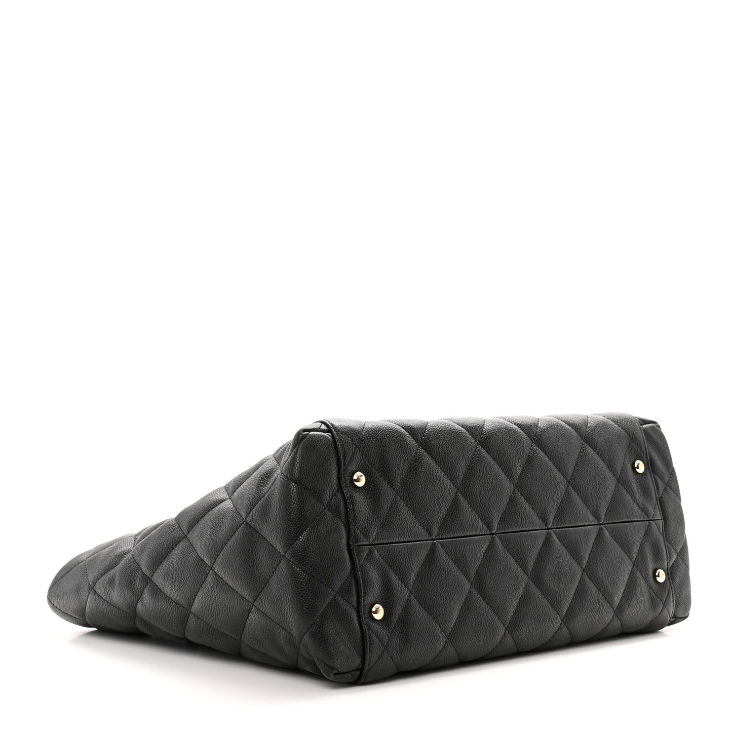 Caviar Quilted Large Shopping Tote Black