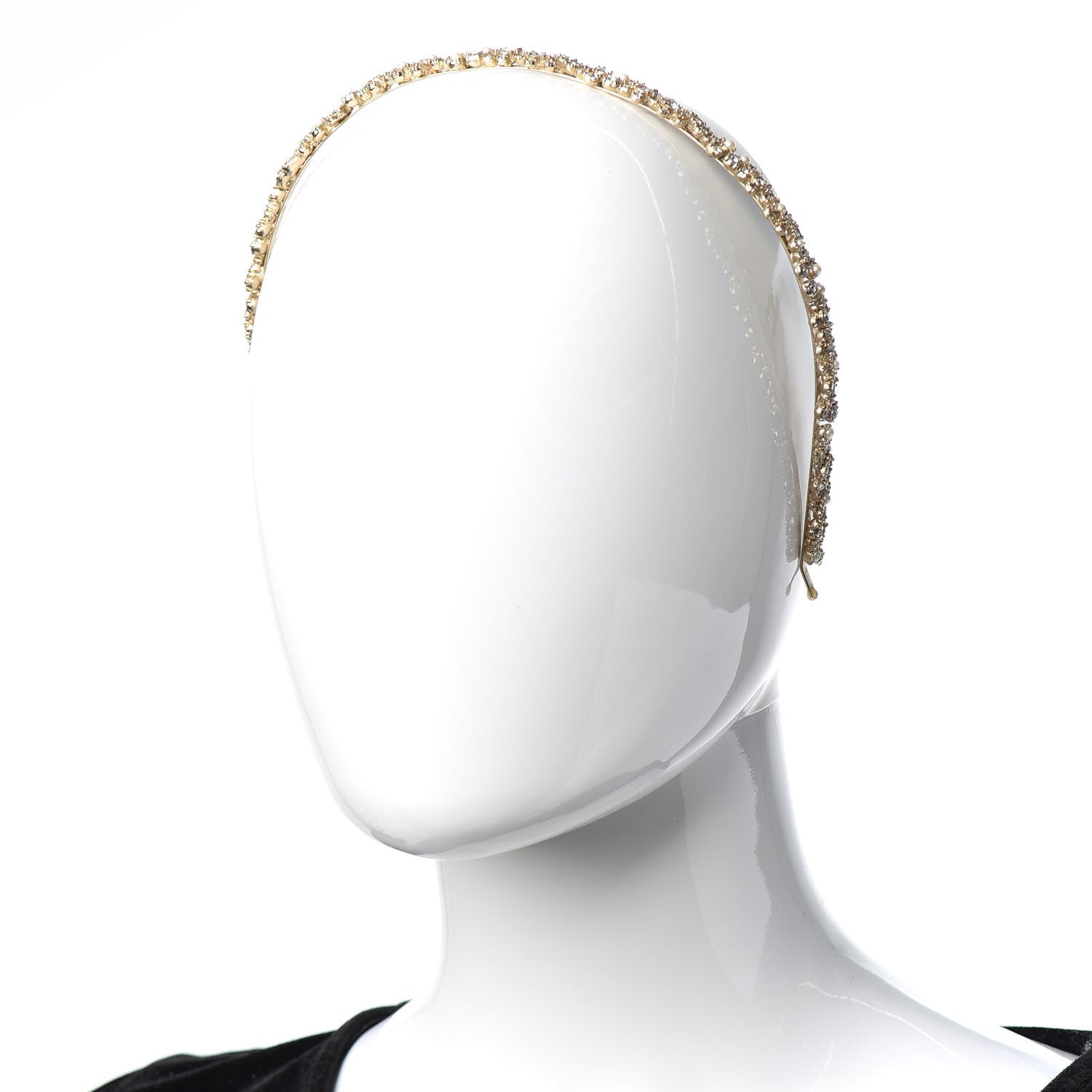 Chanel Pearl Crystal CC Headband Gold 2 of 4