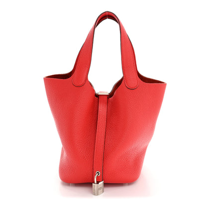 Hermes Taurillon Clemence Picotin Lock 18 PM Rouge de Coeur 1 of 34