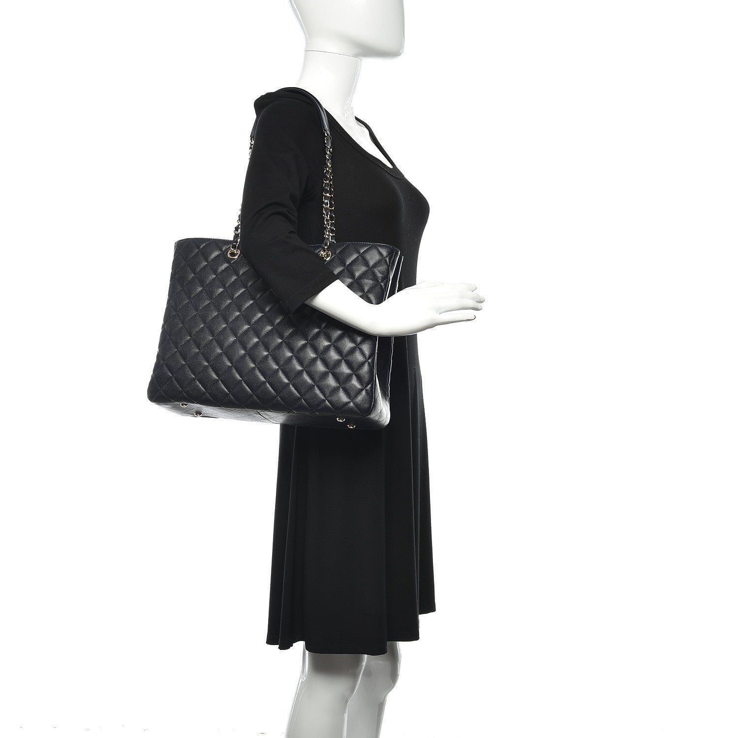 Chanel Caviar Quilted Large CC Shopping Tote Navy 2 of 10
