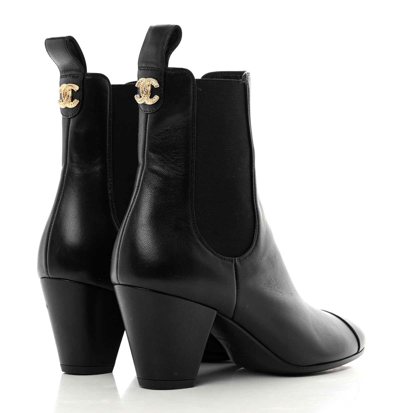 Lambskin Cap Toe CC Short Ankle Boots 36.5 Black