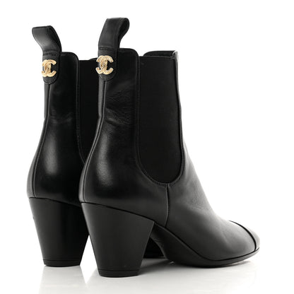 Chanel Lambskin Cap Toe CC Short Ankle Boots 36.5 Black 4 of 7