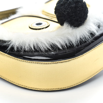 Gucci Metallic Calfskin Kids Fox Crossbody Bag Black Gold 8 of 11