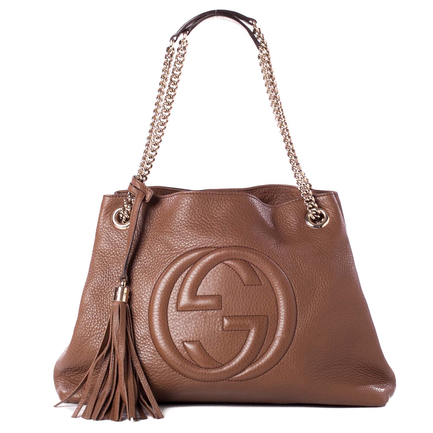 Gucci Pebbled Calfskin Medium Soho Chain Shoulder Bag Dusty Blush 1 of 8