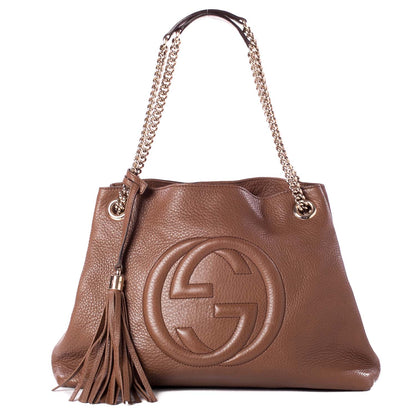 Gucci Pebbled Calfskin Medium Soho Chain Shoulder Bag Dusty Blush 1 of 8