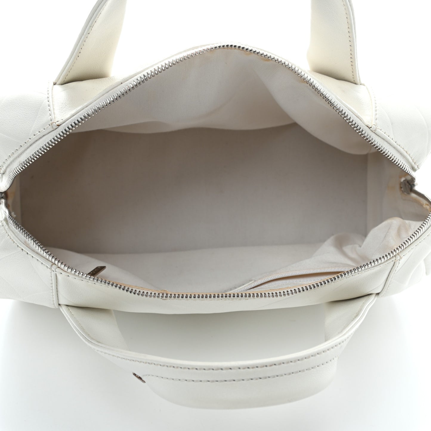 Calfskin Chevron CC All Day Long Boston White