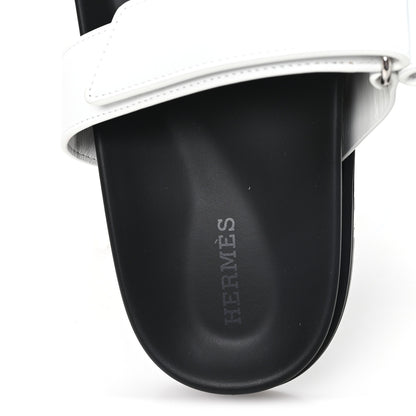 Hermes Calfskin Womens Chypre Sandals 38.5 White 8 of 9