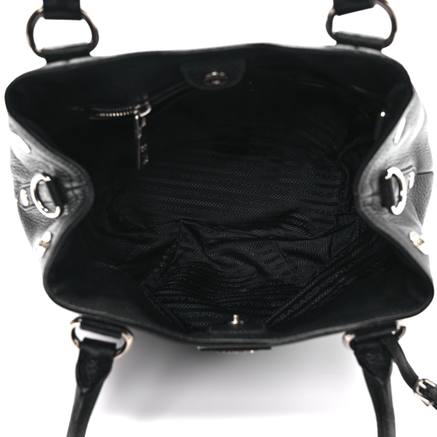 Prada Vitello Daino Shopping Tote Black 4 of 8