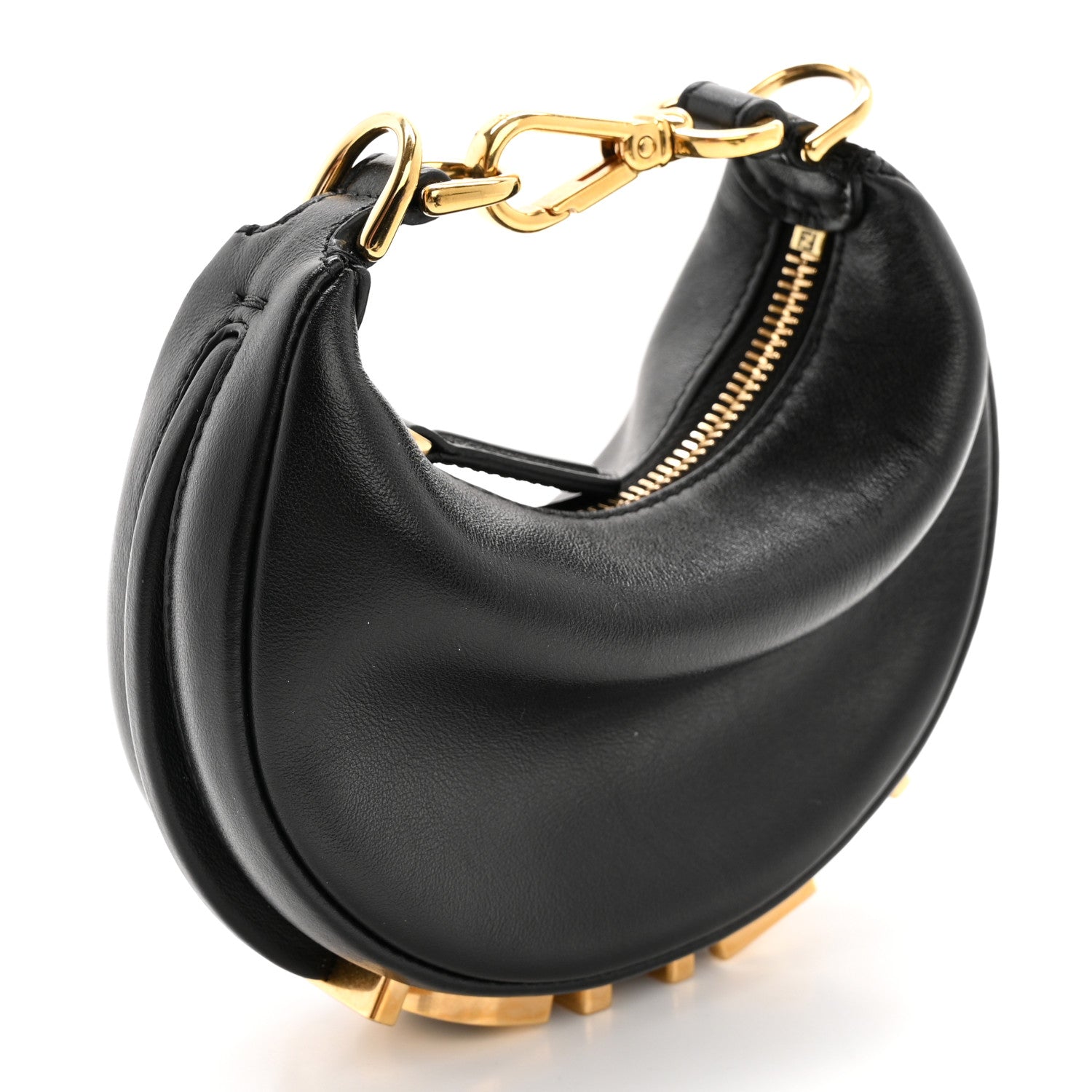 Fendi Vitello Grace Matte Nano Fendigraphy Hobo Charm Black 3 of 13