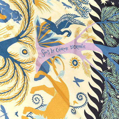 Hermes Silk Sous Le Charme d'Orphee Double Face Scarf 90 Marine Creme Vert 3 of 7