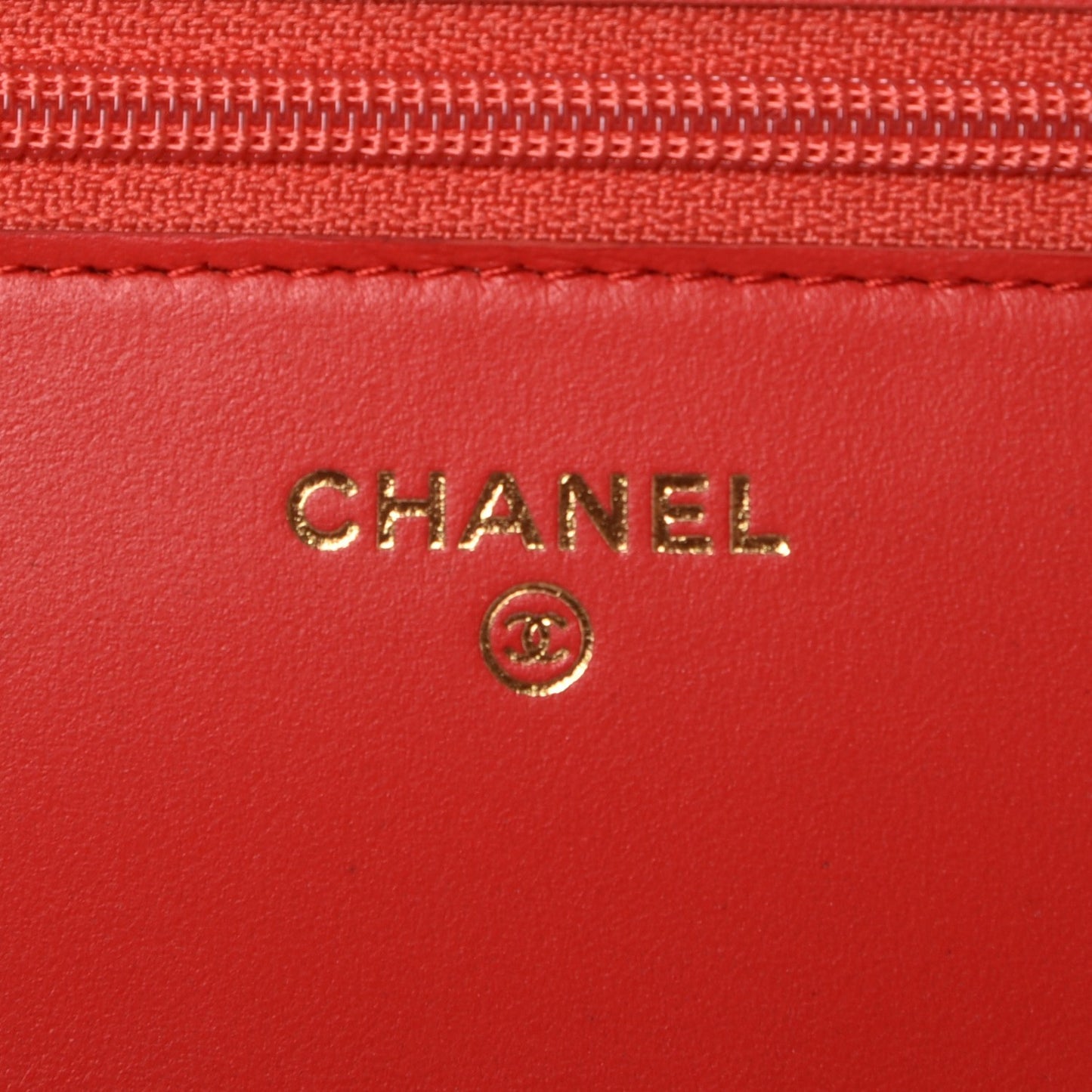 Letter Calfskin Embossed Quilted Wallet On Chain WOC Red