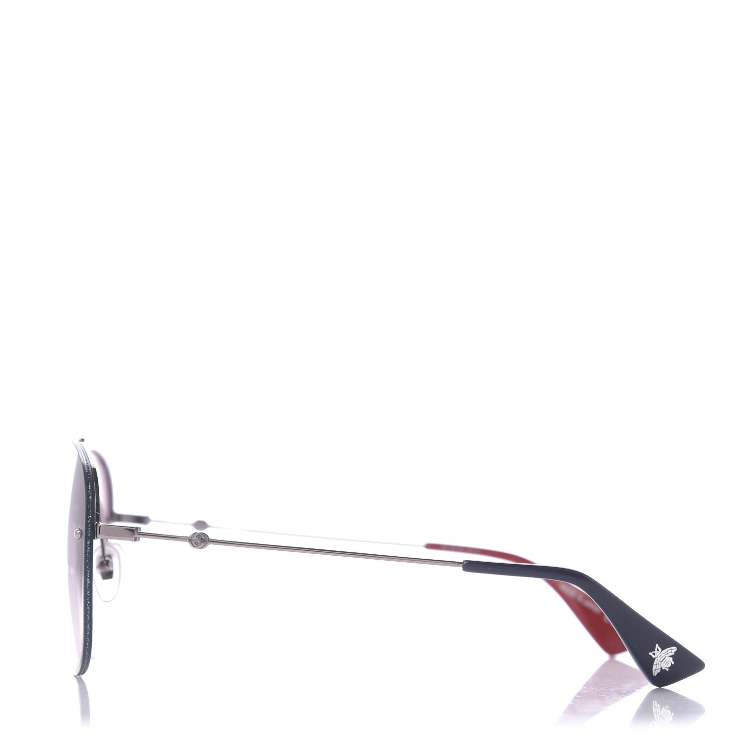 Gucci Metal Glitter Aviator Sunglasses G0227S Blue Silver 3 of 8