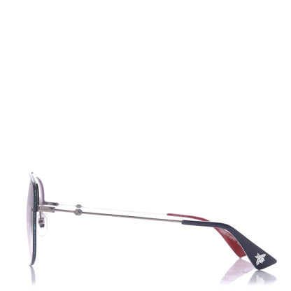 Gucci Metal Glitter Aviator Sunglasses G0227S Blue Silver 3 of 8