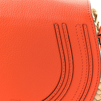 Chloe Grained Calfskin Palm Woven Small Marcie Basket Saddle Rusted Orange 7 of 10